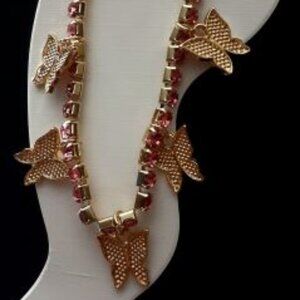 NEW!! Tennis Chain Butterfly Anklet w/Pink Stones Foot Jewelry, Ankle Bracelet